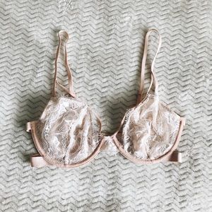 light pink unlined lace bra